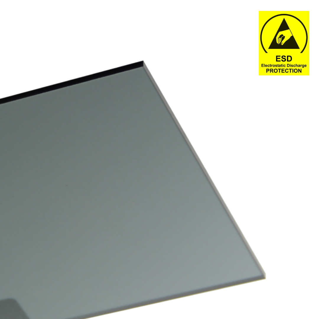 New Project 24 ESD Polycarbonate Sheet | Cut TO Size ǀ High Quality Antistatic Polycarbonate ǀ 5mm -12X12" -Smoke Grey - Image 1