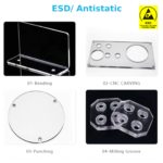 ESD Clear Acrylic Sheet | CNC -Laser Cut Size ǀ  High Quality Antistatic Sheet ǀ 5mm -12X12" -Transparent