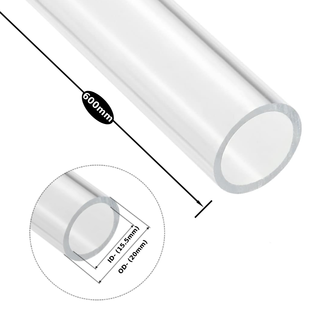 TUBE 025-mirror Acrylic Tube Clear ǀ Extruded -(OD 20mm- ID 15.5mm) ǀ Optical Clarity Temperature Resistant -500MM - Image 1