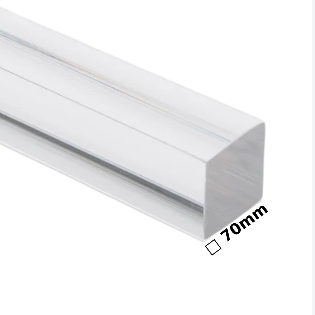 New Project 42 Acrylic Transparent Square Rod -PMMA Clear ǀ CAST ACRYLIC - Square 70mmǀ Crystal Clear Rigid For Machinability -300MM - Image 1