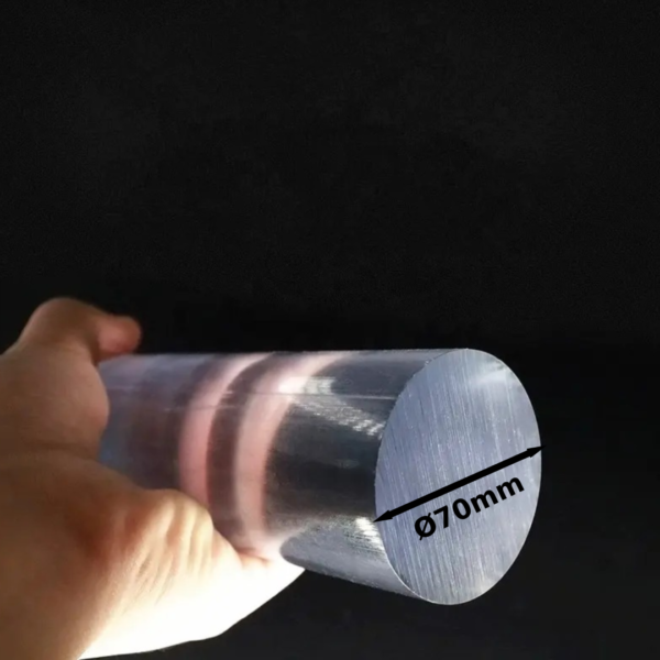 Polycarbonate Rigid Round Rod ǀ Clear Polycarbonate plastic Rod Stock ǀ Durable, Machinability - Ø70 X 300MM -LENGTH