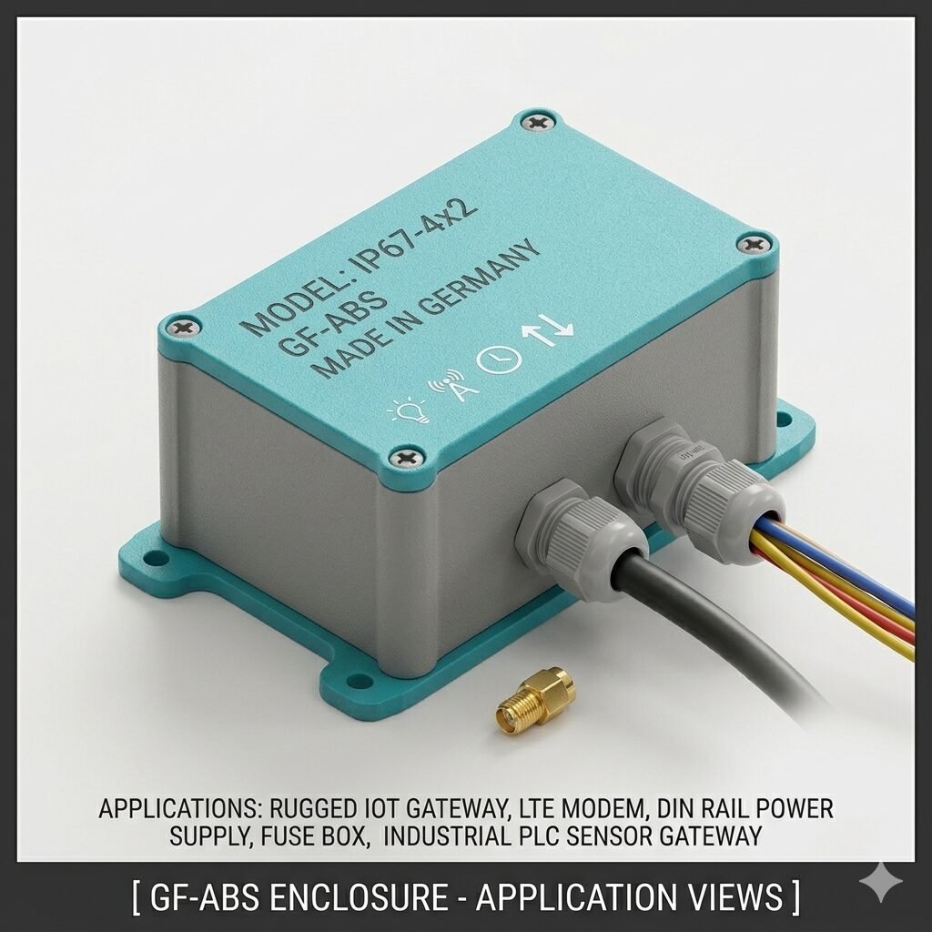 Gemini_Generated_Image_fx93iefx93iefx93 Industrial IP67-rated GF-ABS Custom Enclosure – Rugged Dual-Tone Project Box for IoT Gateways and Power Distribution - Image 1