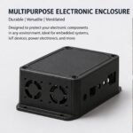 Industrial Dual-Fan Matte Black Custom Enclosure with Multi-Port Cutouts and Secure Flange Mounting Base.